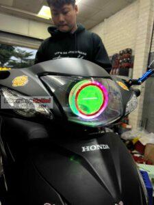 Honda wave a lắp Full bộ đèn e11 vòng 3d i8, choá